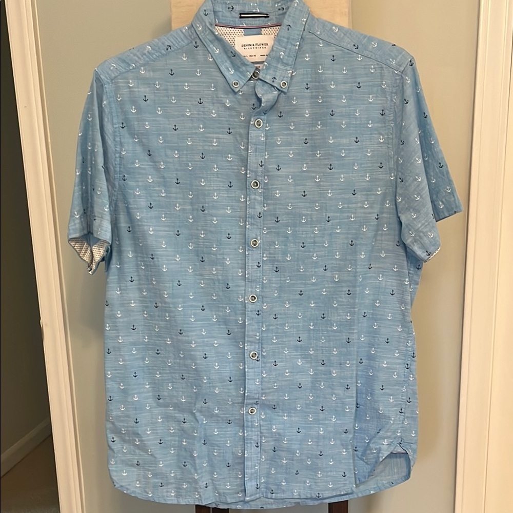 Denim & Flower short sleeved shirt